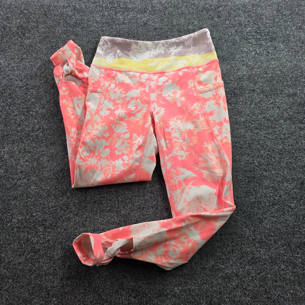 Free People Movement Leggings Floral Tie Dye Yoga Pants Pockets Small Pink Women
